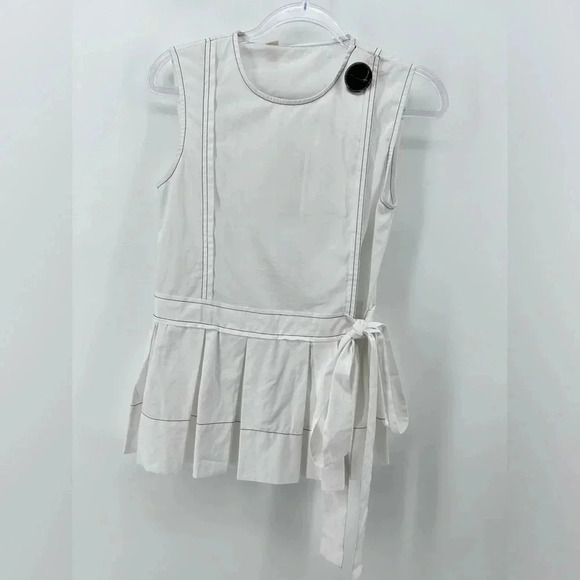 MARNI white 100% cotton Faux Wrap Pleated Peplum top IT 36 US 0 nwt - Picture 1 of 8